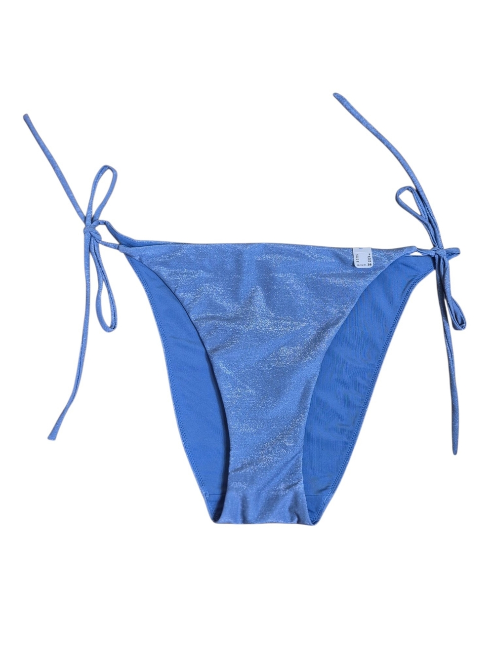 Etam Paris Shimmery Blue Glitter Tie Bikini Bottom, Size Small